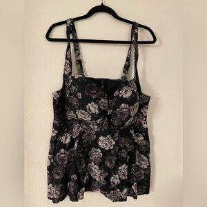 Torrid Floral Black and Gray Swim Top
